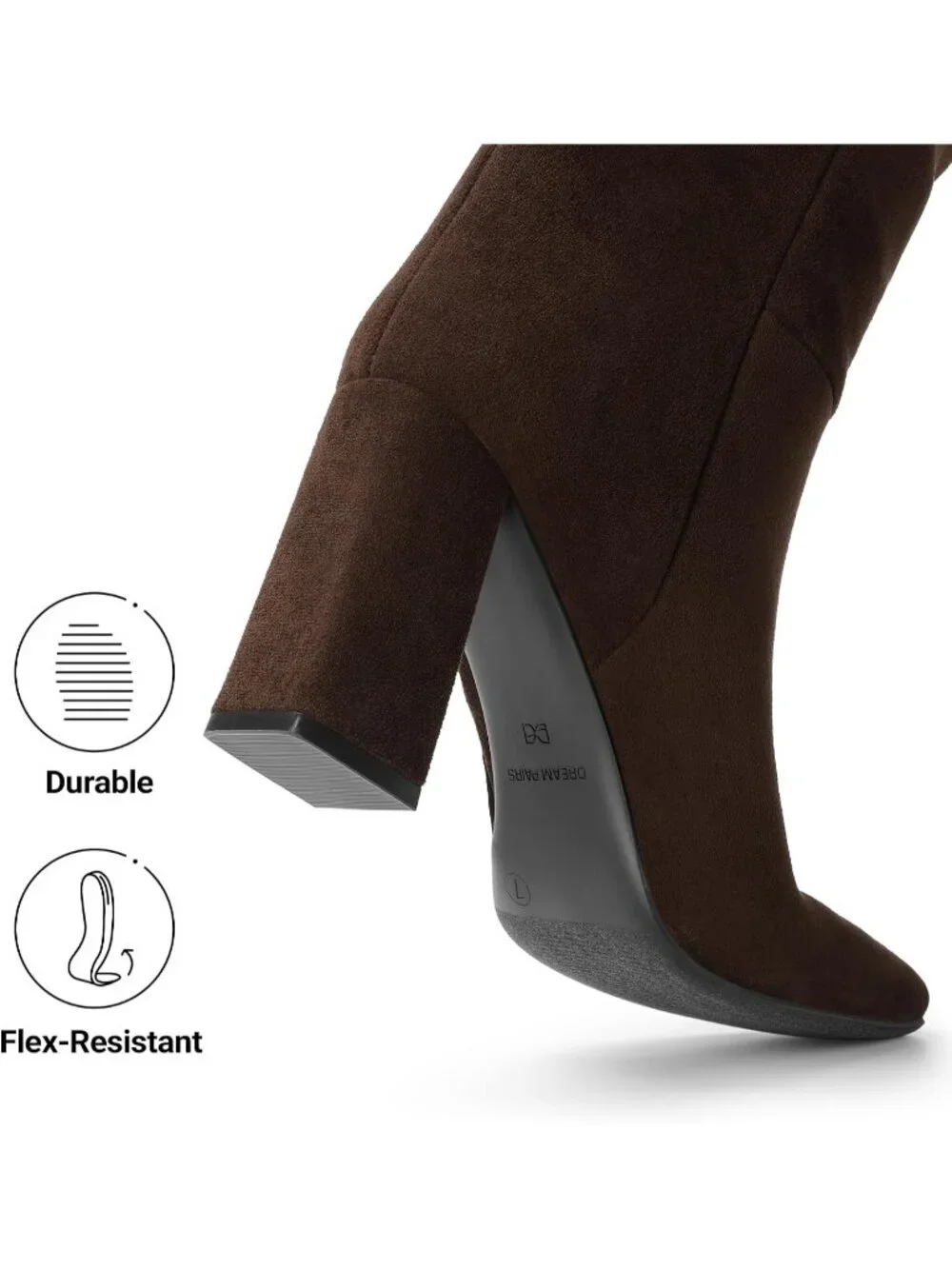Women's Brown Suede Sleek Modern Style Block Heel Square Toe Knee High Boots